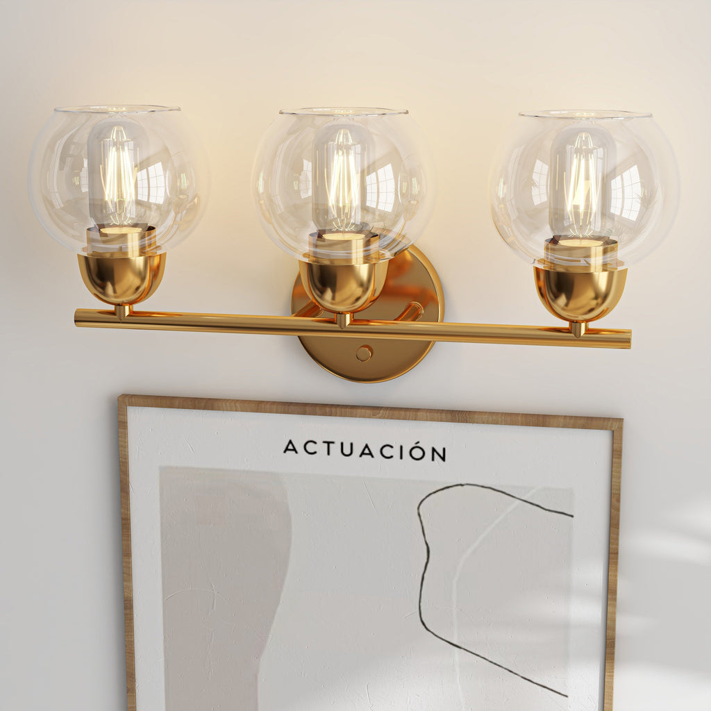 Luminaires de salle de bain ronds en verre à 3 lumières