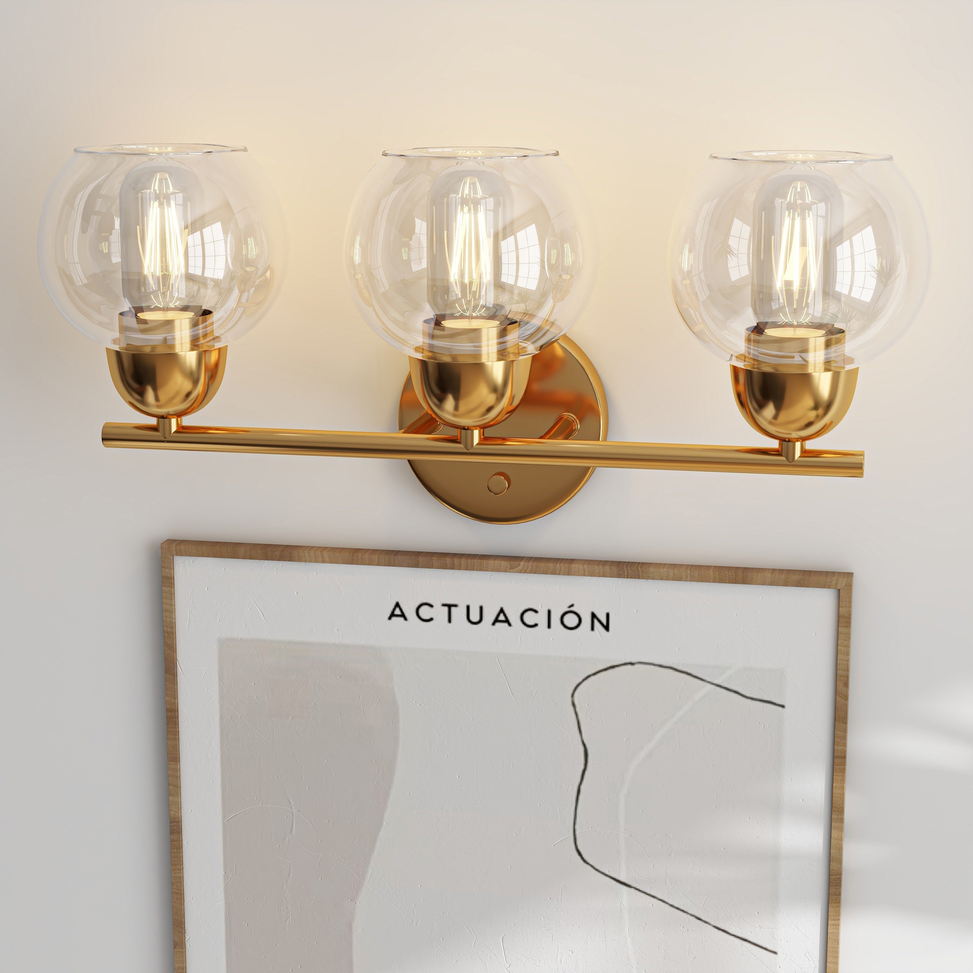 Luminaires de salle de bain ronds en verre à 3 lumières