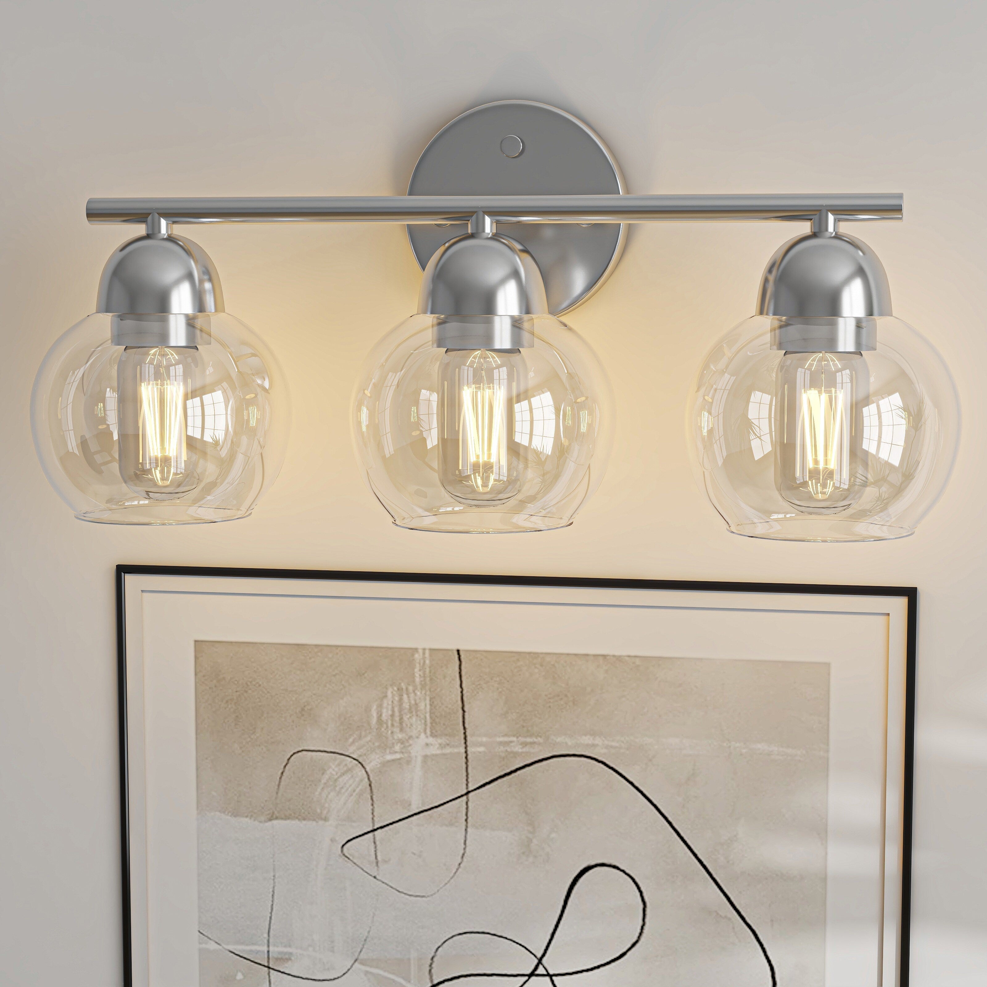 Luminaires de salle de bain ronds en verre à 3 lumières