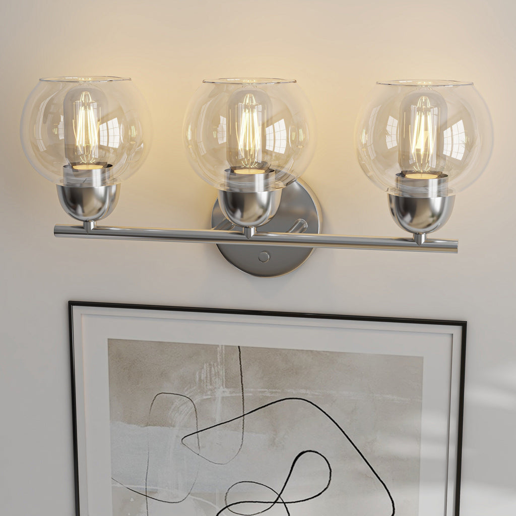 Luminaires de salle de bain ronds en verre à 3 lumières