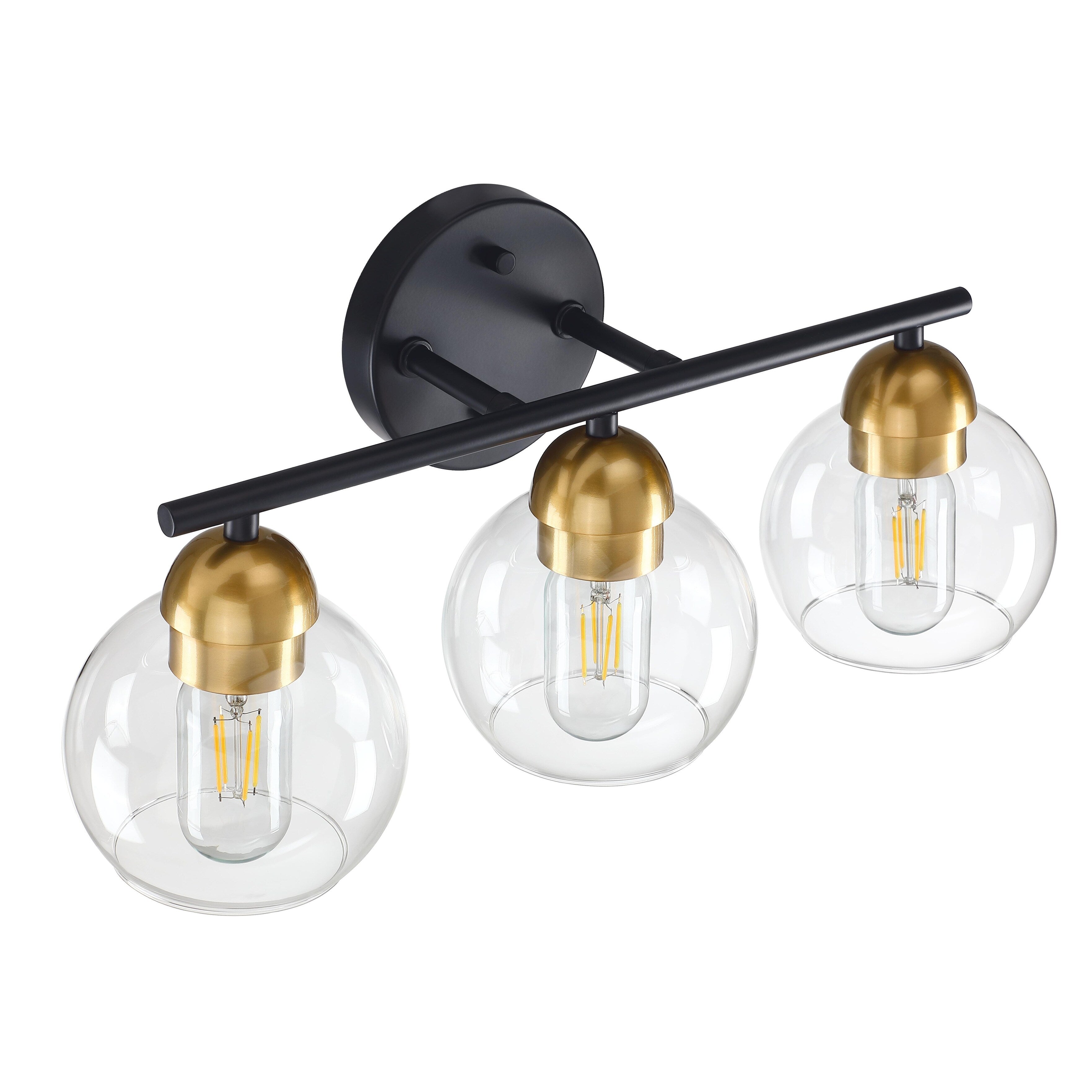 Luminaires de salle de bain ronds en verre à 3 lumières