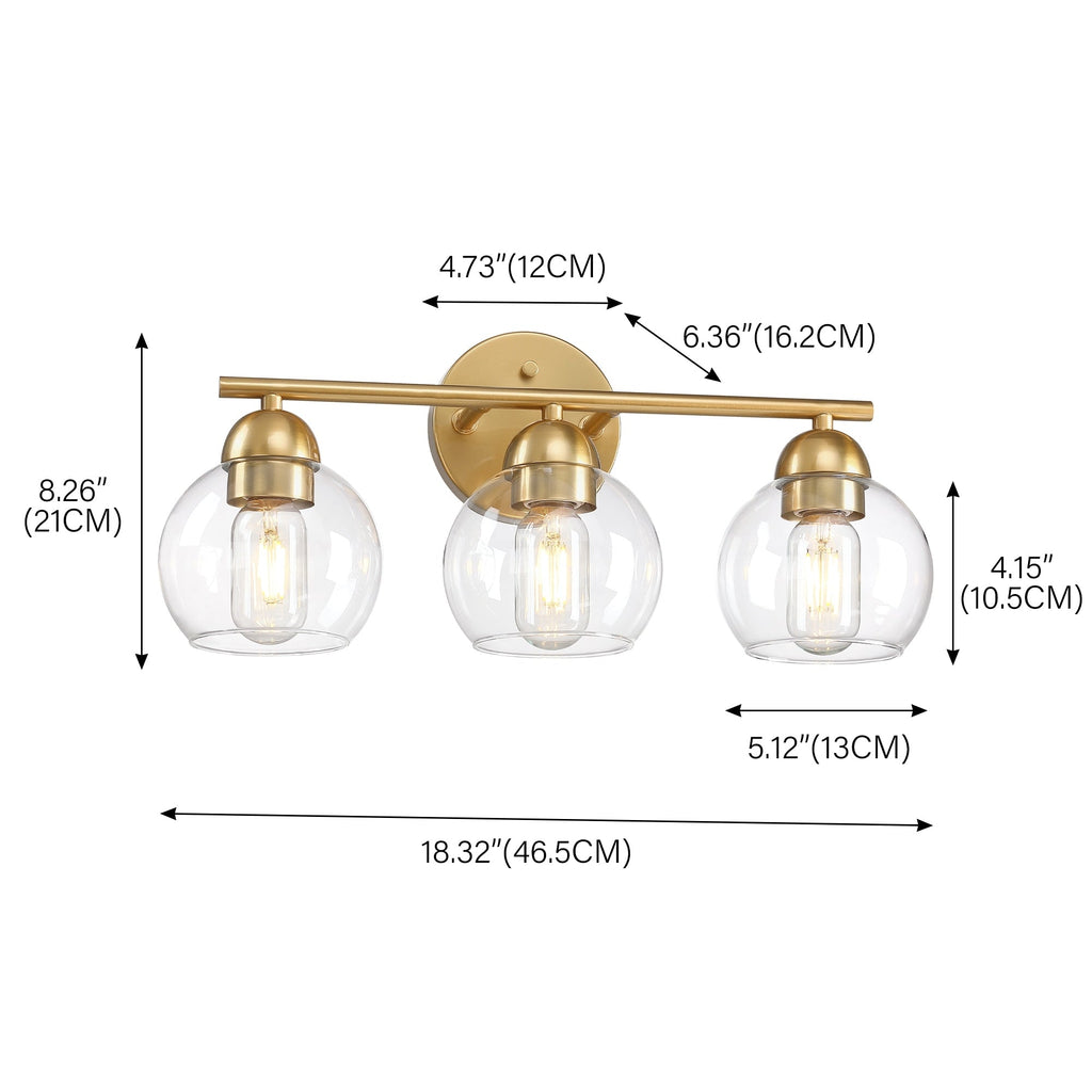 Luminaires de salle de bain ronds en verre à 3 lumières
