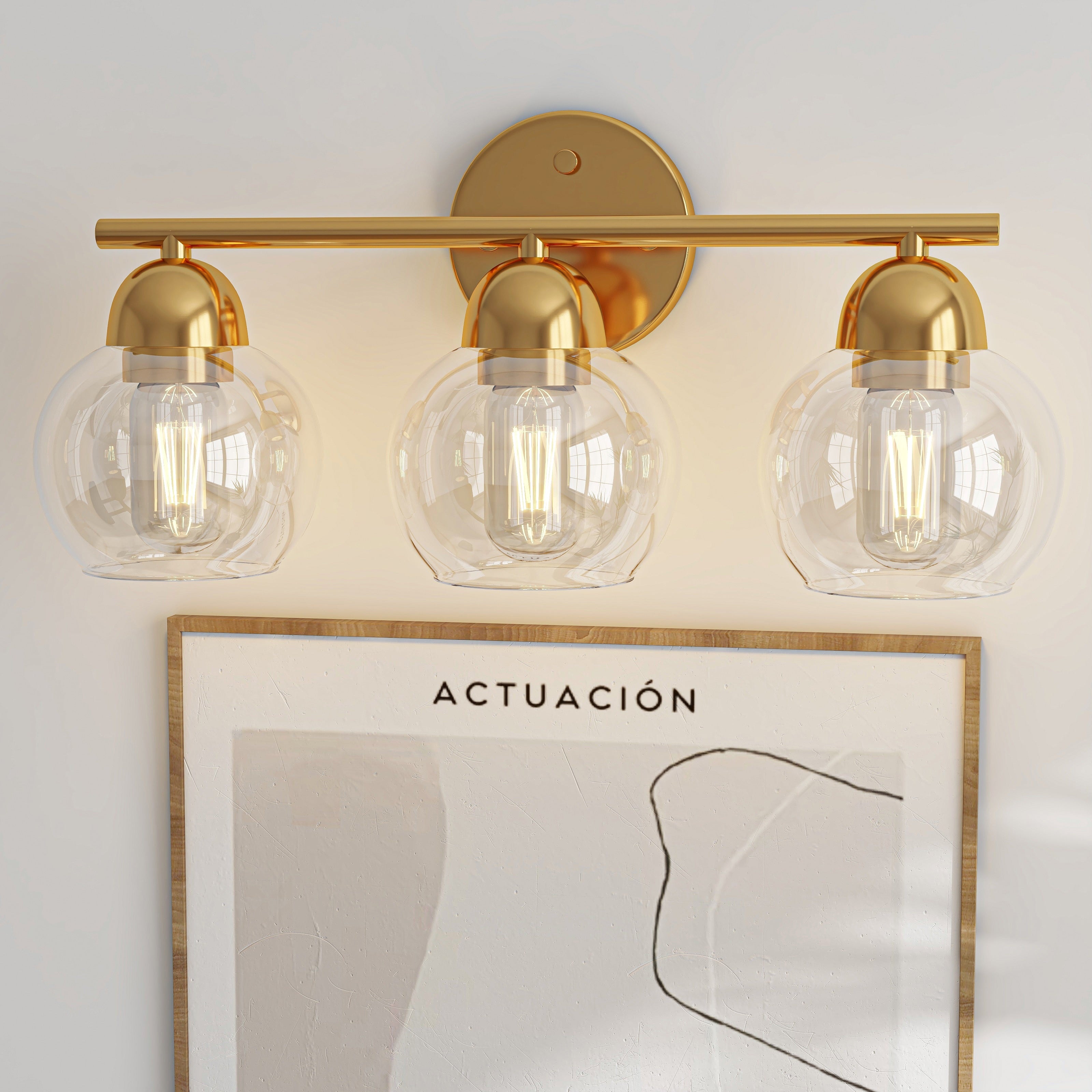 Luminaires de salle de bain ronds en verre à 3 lumières