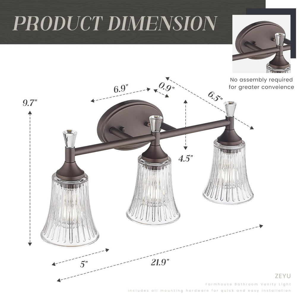 Luminaires de salle de bain à 3 lumières