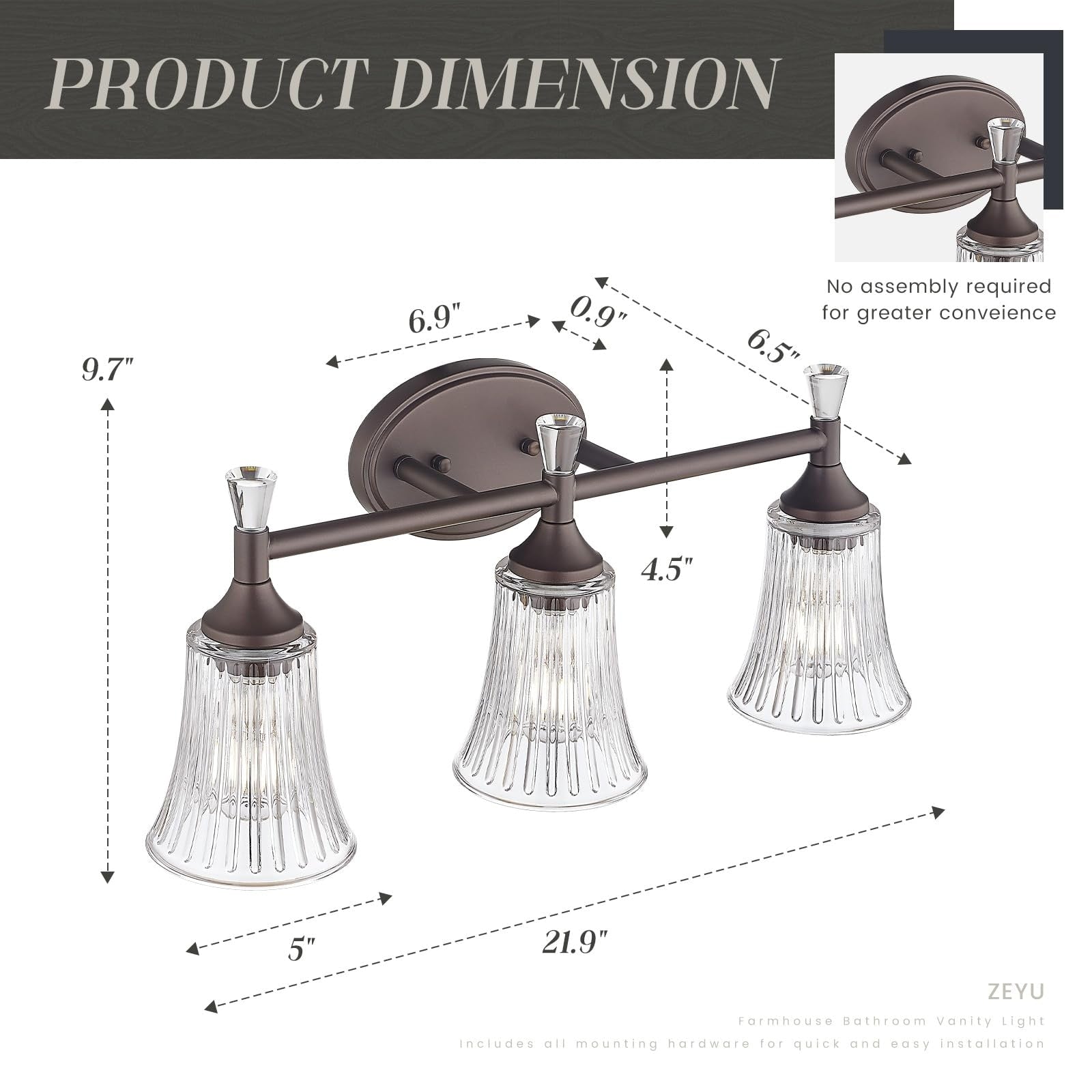 Luminaires de salle de bain à 3 lumières