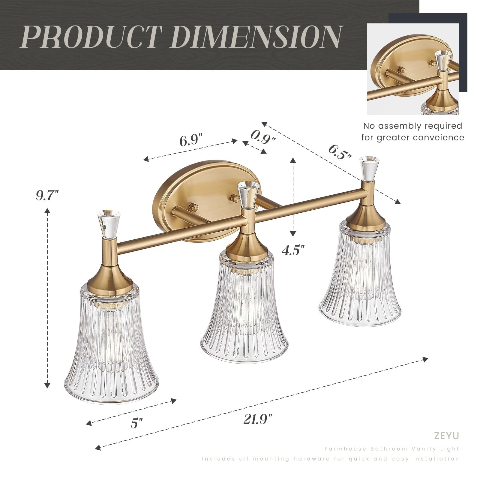 Luminaires de salle de bain à 3 lumières
