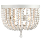 Plafonnier encastré à 3 lumières en bois blanc antique de style bohème