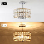 Plafonnier semi-encastré à 3 lumières en cristal pour salon et couloir