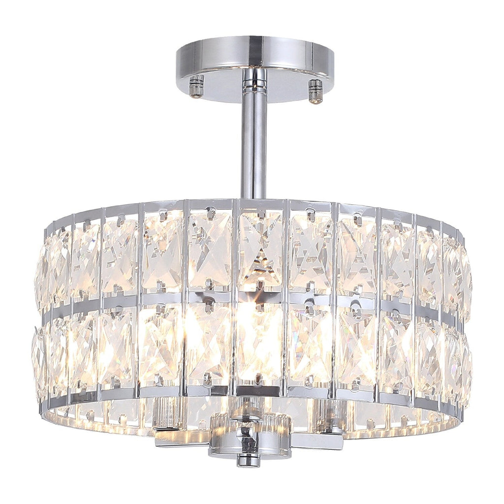 Plafonnier semi-encastré à 3 lumières en cristal pour salon et couloir