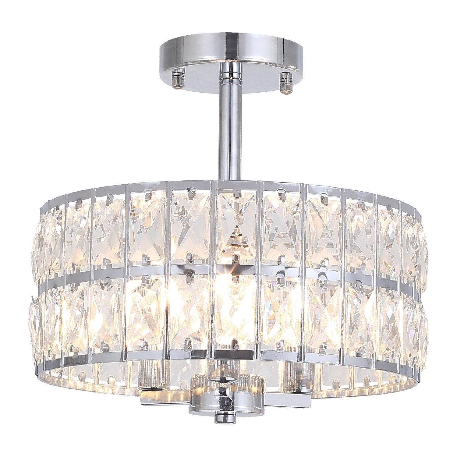Plafonnier semi-encastré à 3 lumières en cristal pour salon et couloir