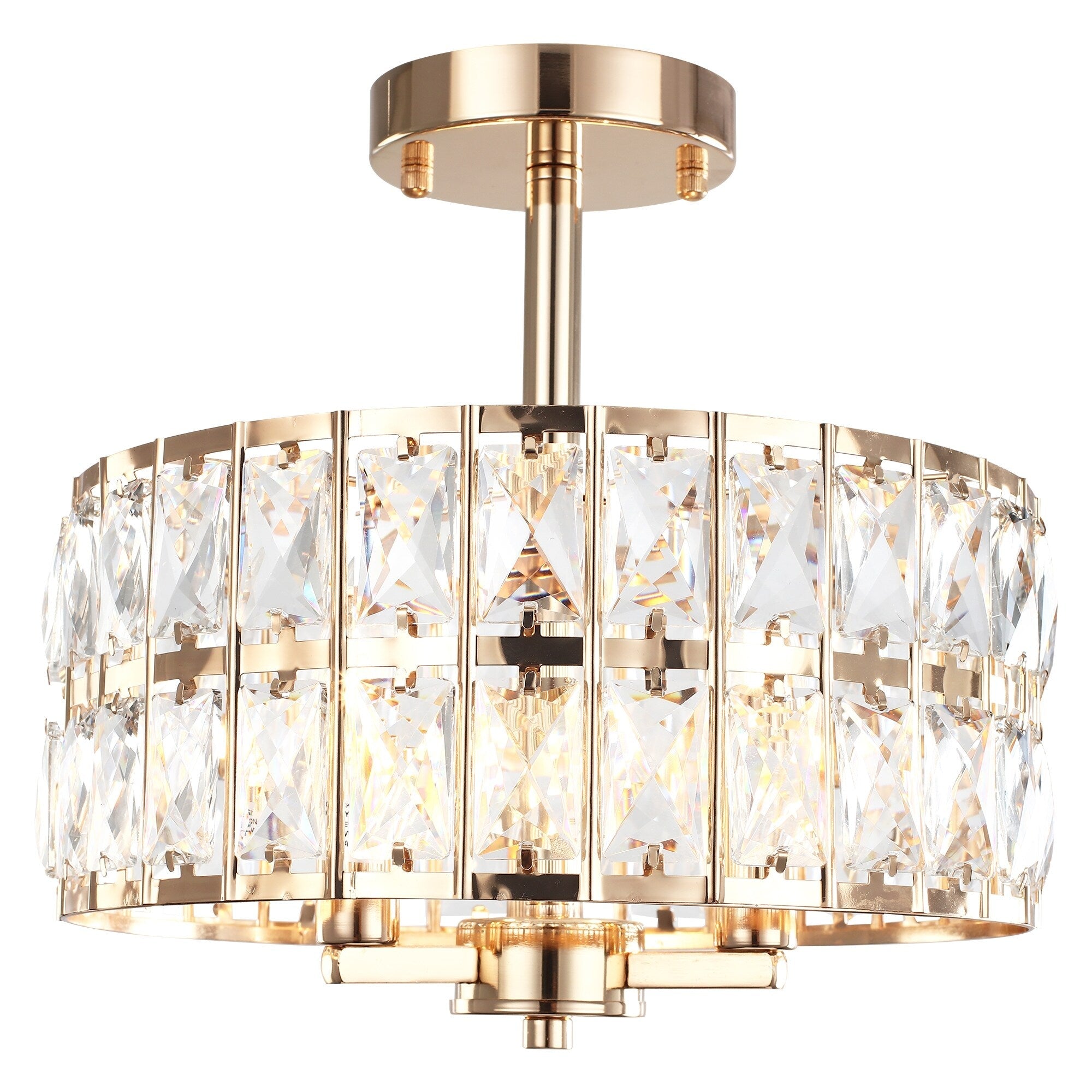 Plafonnier semi-encastré à 3 lumières en cristal pour salon et couloir