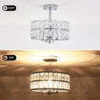 Plafonnier semi-encastré à 3 lumières en cristal pour salon et couloir