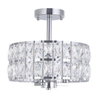 Plafonnier semi-encastré à 3 lumières en cristal pour salon et couloir