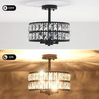 Plafonnier semi-encastré à 3 lumières en cristal pour salon et couloir