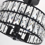 Plafonnier semi-encastré à 3 lumières en cristal pour salon et couloir