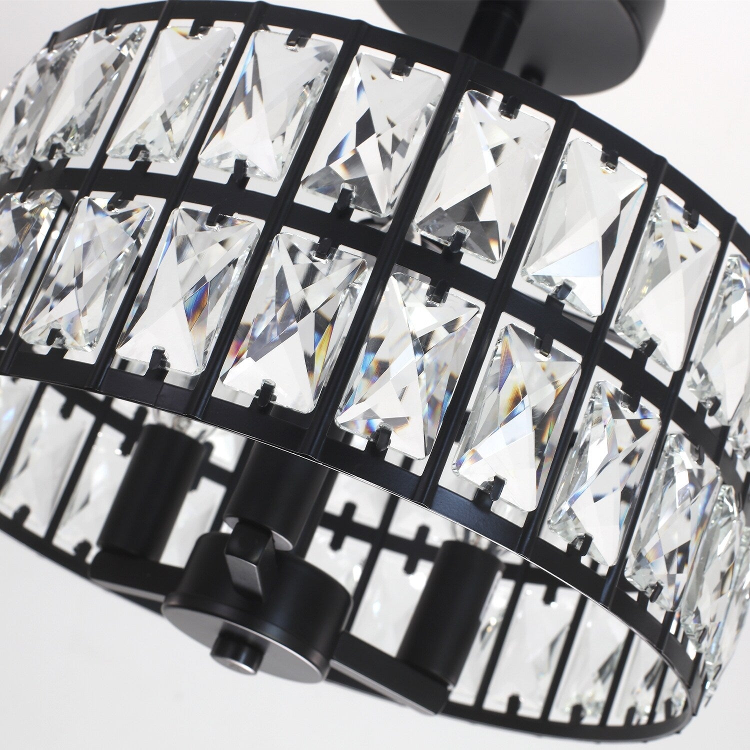 Plafonnier semi-encastré à 3 lumières en cristal pour salon et couloir