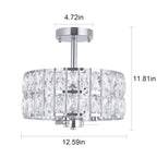 Plafonnier semi-encastré à 3 lumières en cristal pour salon et couloir