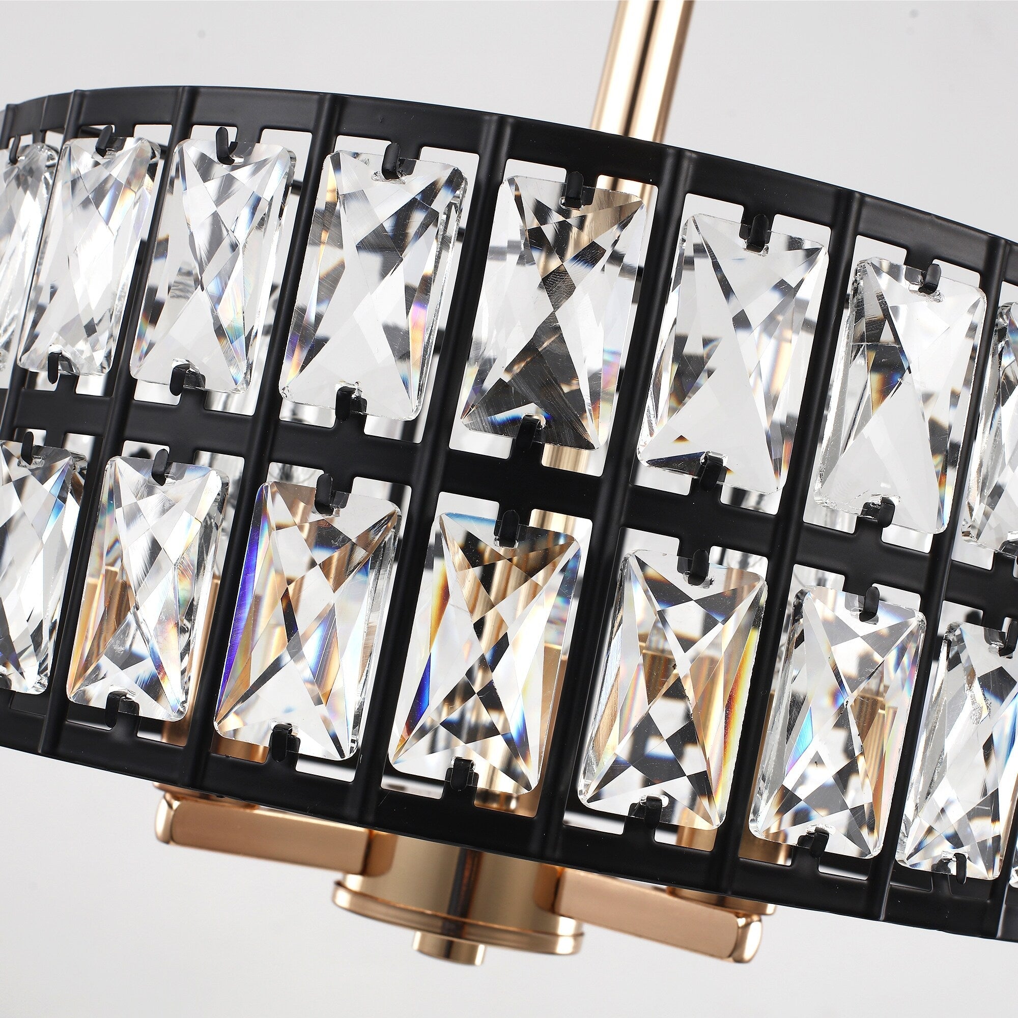 Plafonnier semi-encastré à 3 lumières en cristal pour salon et couloir