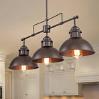 Suspension à 3 lumières en métal style campagnard rétro, style dôme linéaire, luminaire pour îlot de cuisine