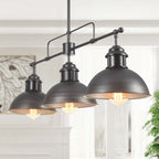 Suspension à 3 lumières en métal style campagnard rétro, style dôme linéaire, luminaire pour îlot de cuisine