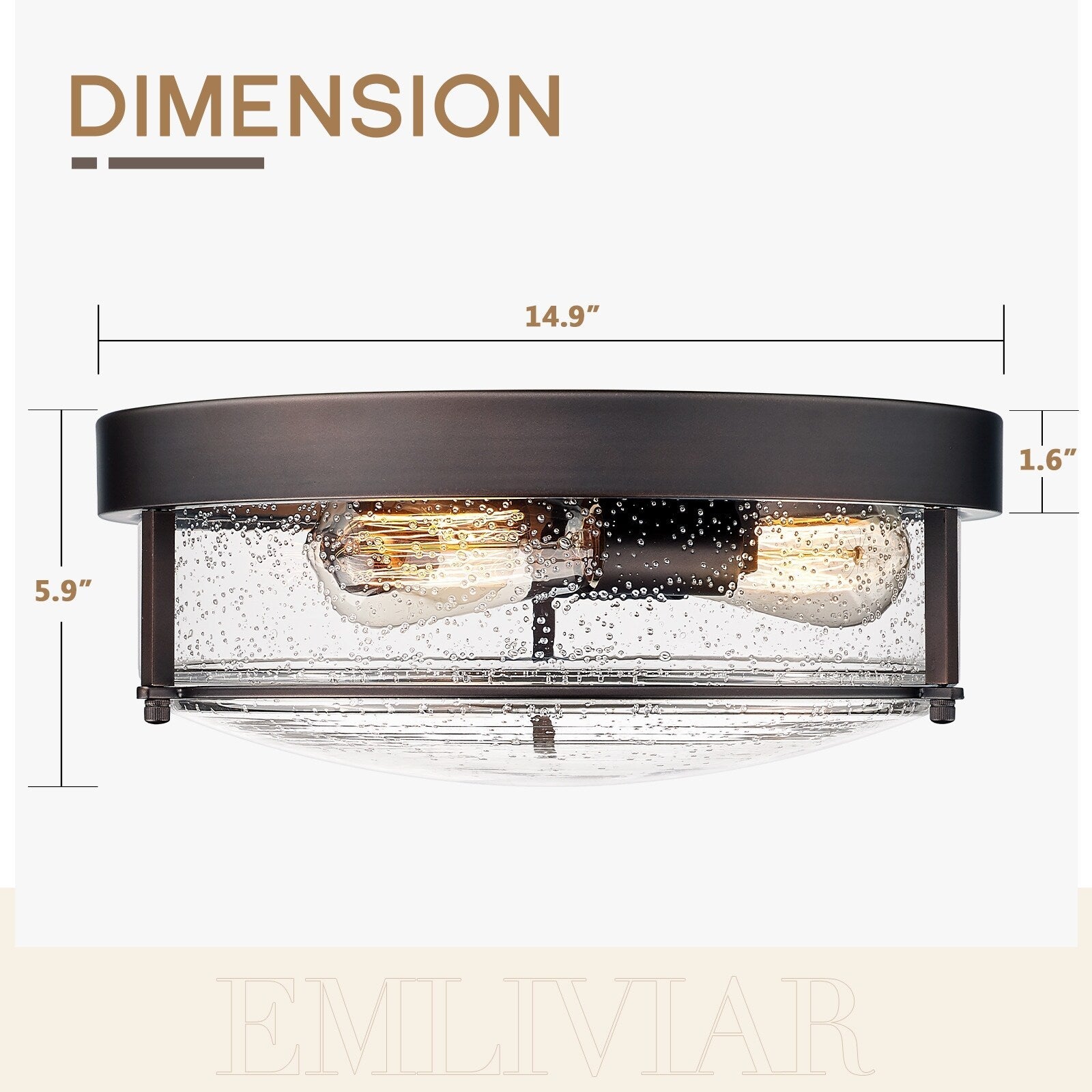 Plafonnier encastré à 3 lumières en verre grainé