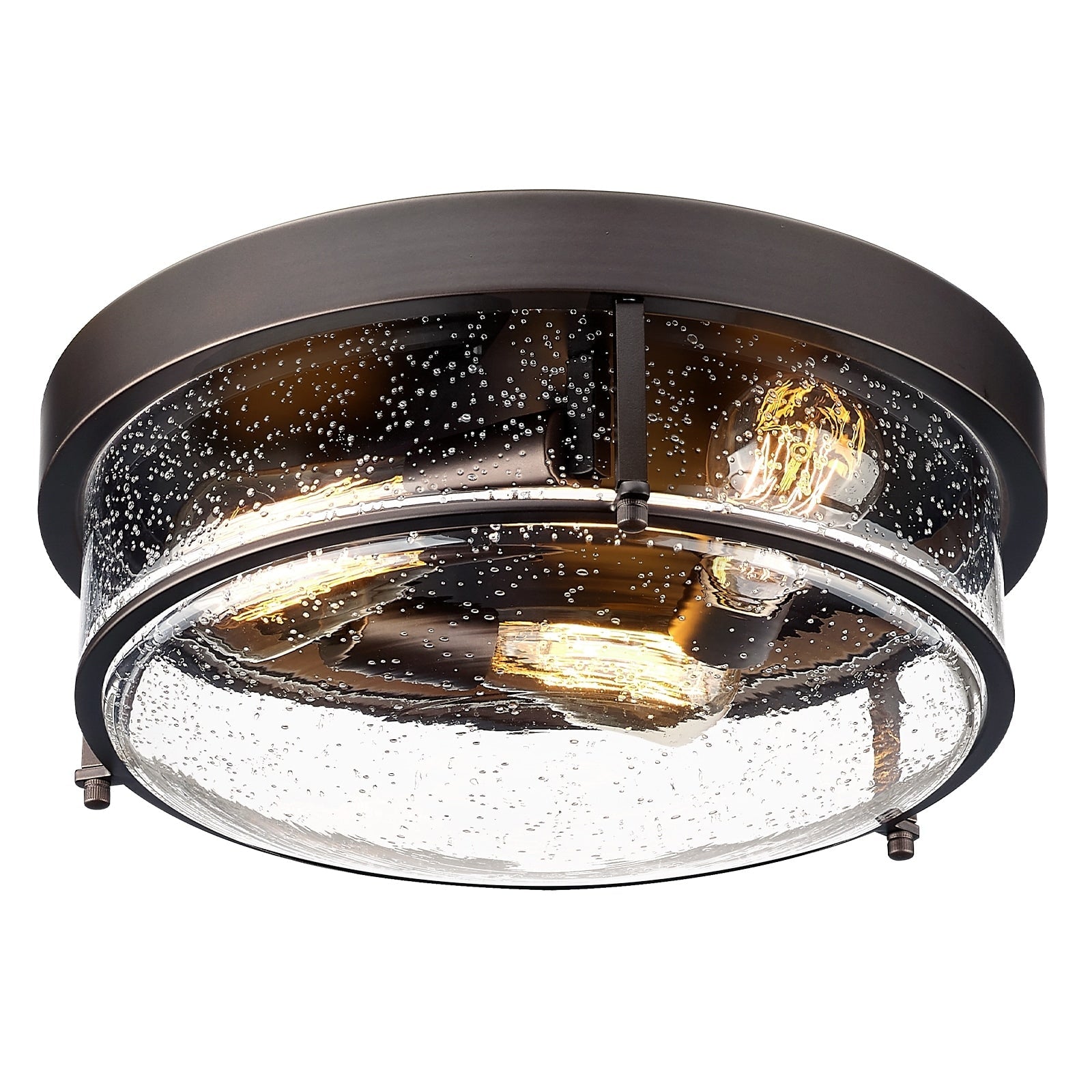 Plafonnier encastré à 3 lumières en verre grainé
