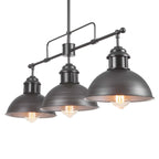 Suspension en forme de dôme de style industriel à 3 lumières, style ferme, en métal, linéaire, pour îlot de cuisine, finition bronze huilé
