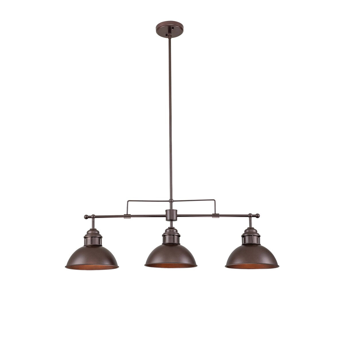 Suspension en forme de dôme de style industriel à 3 lumières, style ferme, en métal, linéaire, pour îlot de cuisine, finition bronze huilé