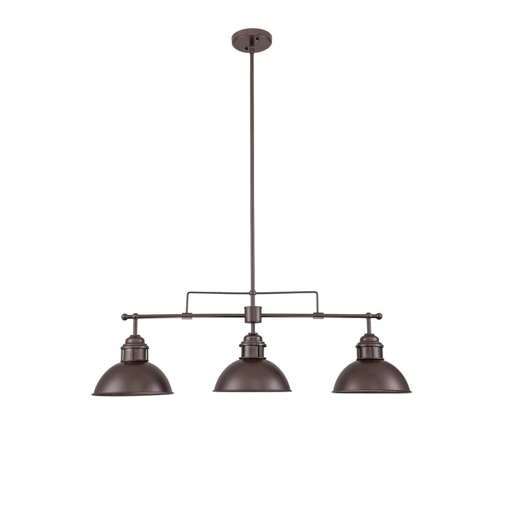 Suspension à 3 lumières en métal style campagnard rétro, style dôme linéaire, luminaire pour îlot de cuisine