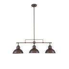 Suspension à 3 lumières en métal style campagnard rétro, style dôme linéaire, luminaire pour îlot de cuisine
