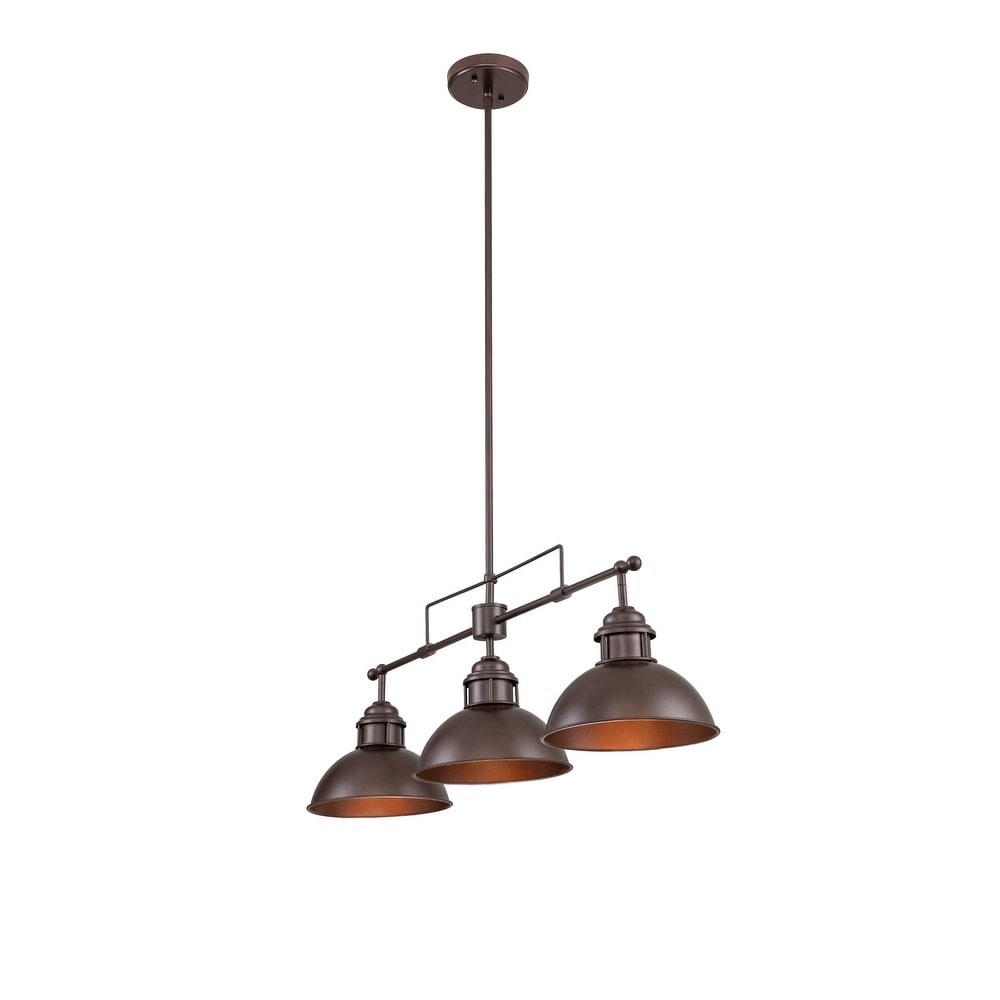 Suspension à 3 lumières en métal style campagnard rétro, style dôme linéaire, luminaire pour îlot de cuisine
