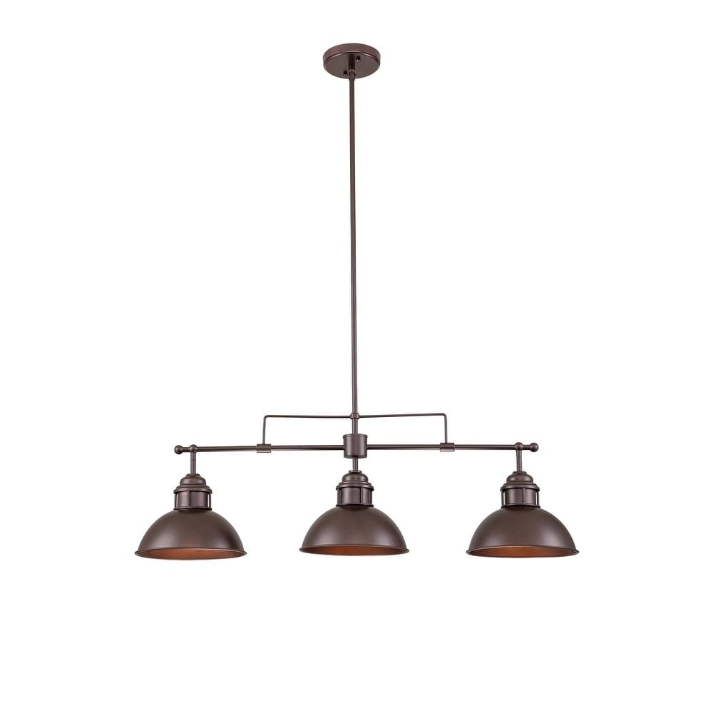 Suspension à 3 lumières en métal style campagnard rétro, style dôme linéaire, luminaire pour îlot de cuisine