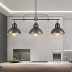 Suspension à 3 lumières en métal style campagnard rétro, style dôme linéaire, luminaire pour îlot de cuisine