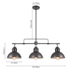 Suspension à 3 lumières en métal style campagnard rétro, style dôme linéaire, luminaire pour îlot de cuisine
