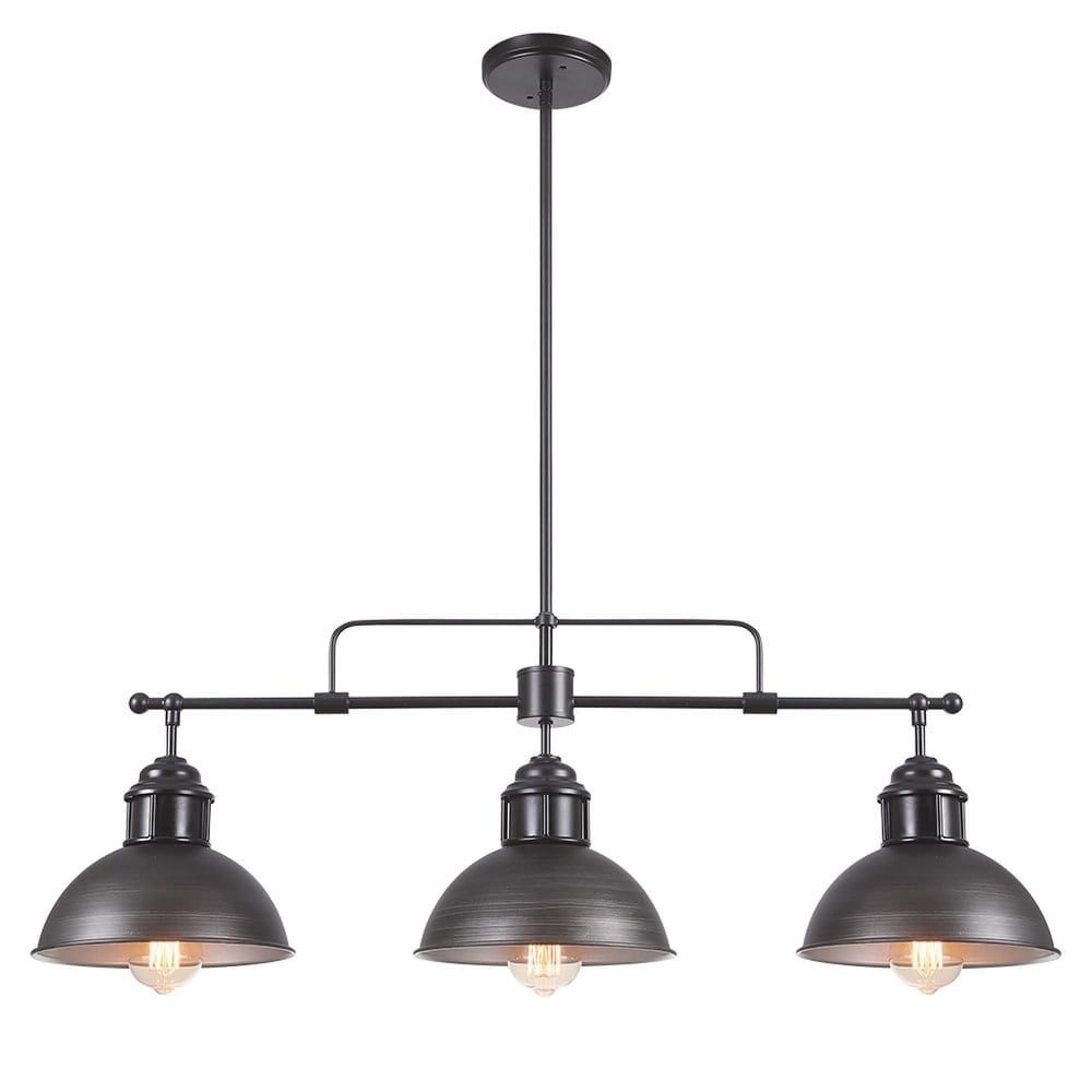 Suspension à 3 lumières en métal style campagnard rétro, style dôme linéaire, luminaire pour îlot de cuisine