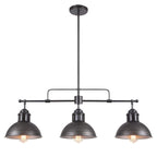 Suspension à 3 lumières en métal style campagnard rétro, style dôme linéaire, luminaire pour îlot de cuisine