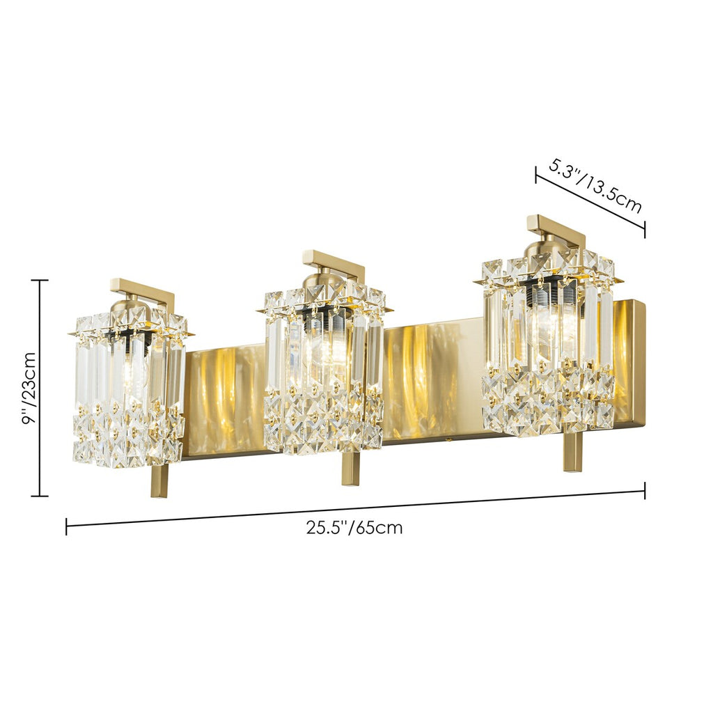 Applique murale en cristal à 3 lumières pour salle de bain, style glamour et moderne, pour miroir