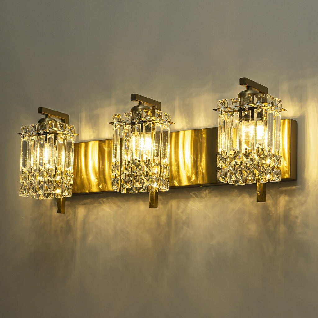 Applique murale en cristal à 3 lumières pour salle de bain, style glamour et moderne, pour miroir