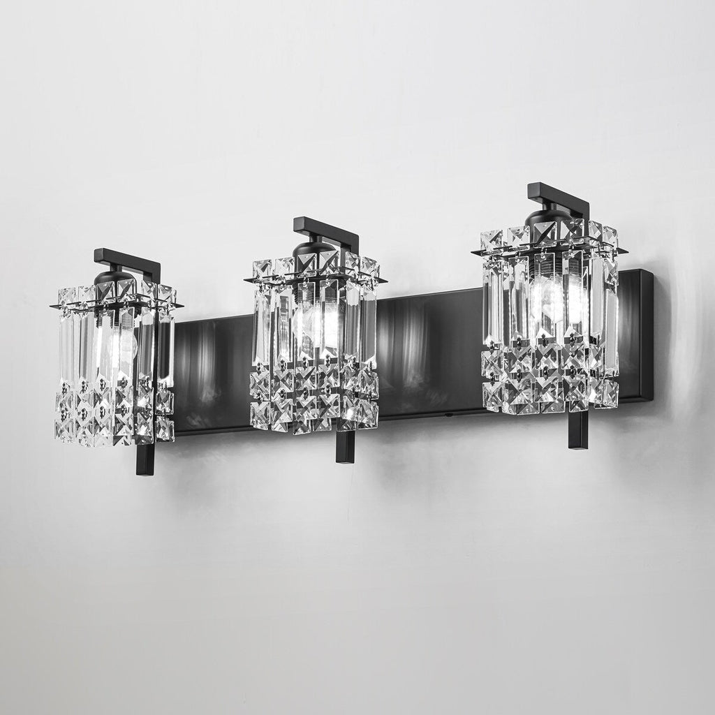 Applique murale en cristal à 3 lumières pour salle de bain, style glamour et moderne, pour miroir
