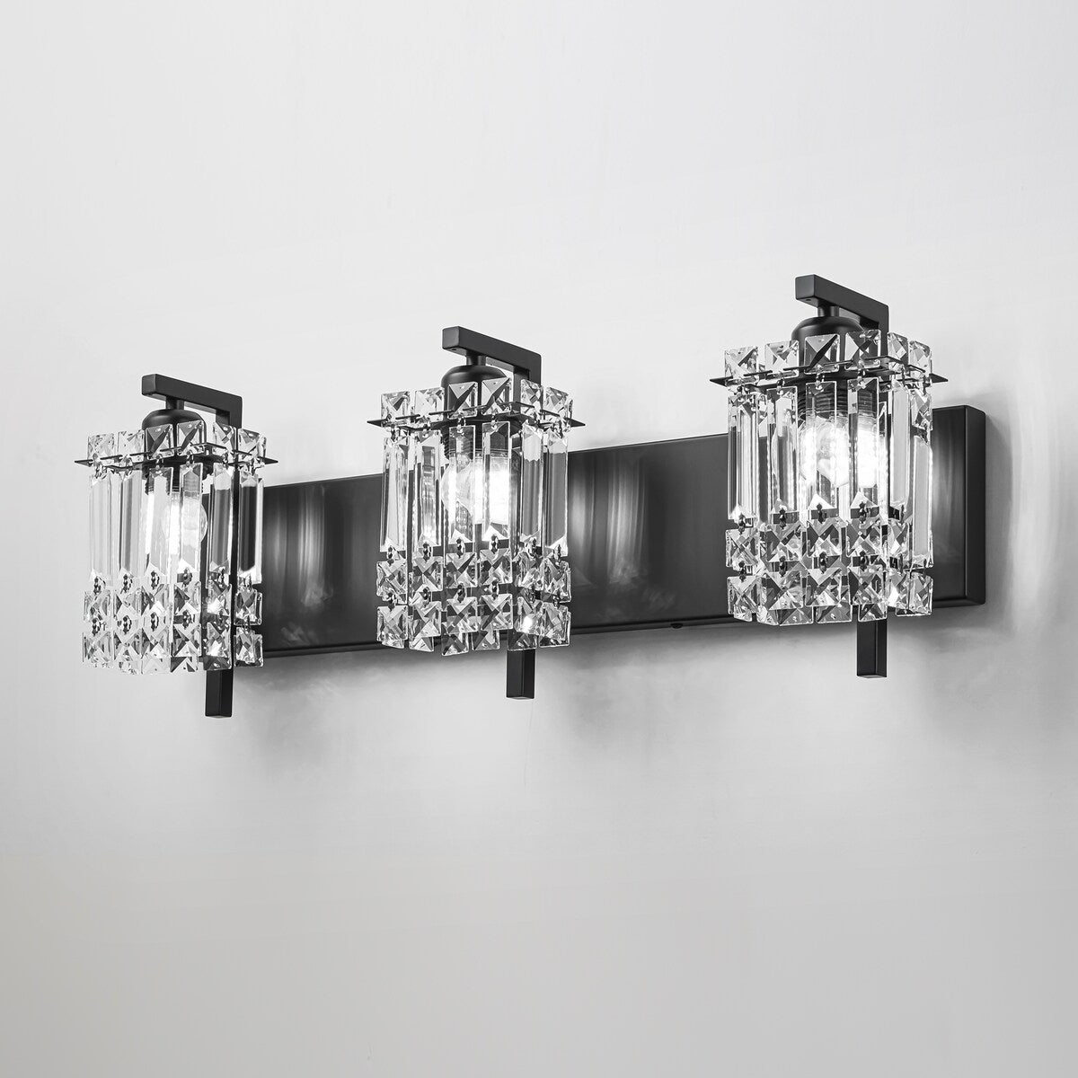 Applique murale en cristal à 3 lumières pour salle de bain, style glamour et moderne, pour miroir