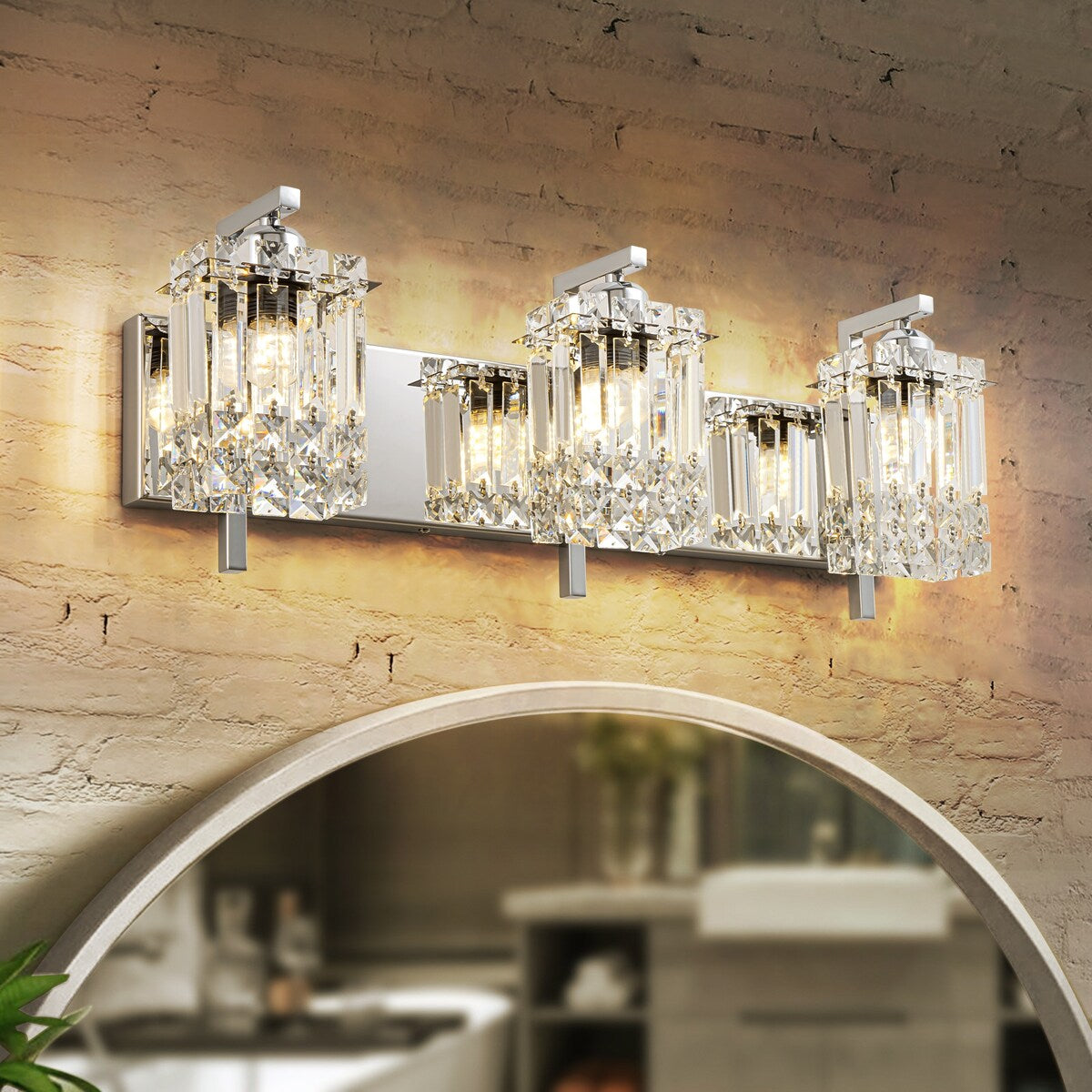 Applique murale en cristal à 3 lumières pour salle de bain, style glamour et moderne, pour miroir