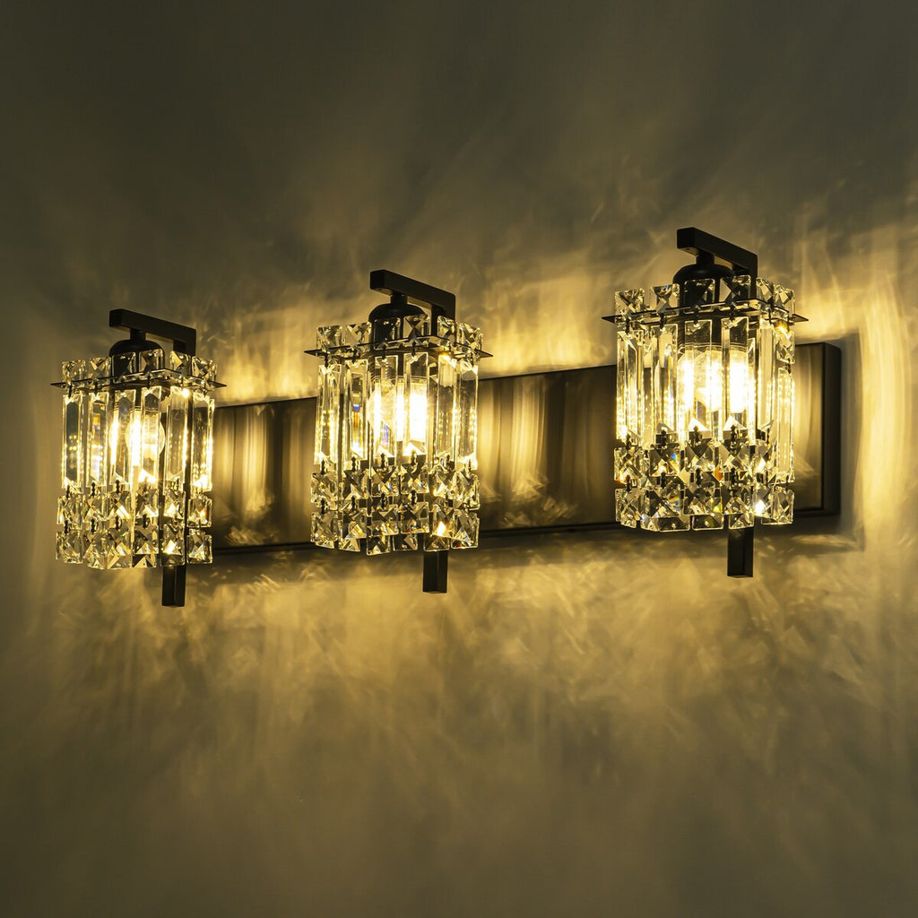 Applique murale en cristal à 3 lumières pour salle de bain, style glamour et moderne, pour miroir