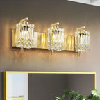 Applique murale en cristal à 3 lumières pour salle de bain, style glamour et moderne, pour miroir