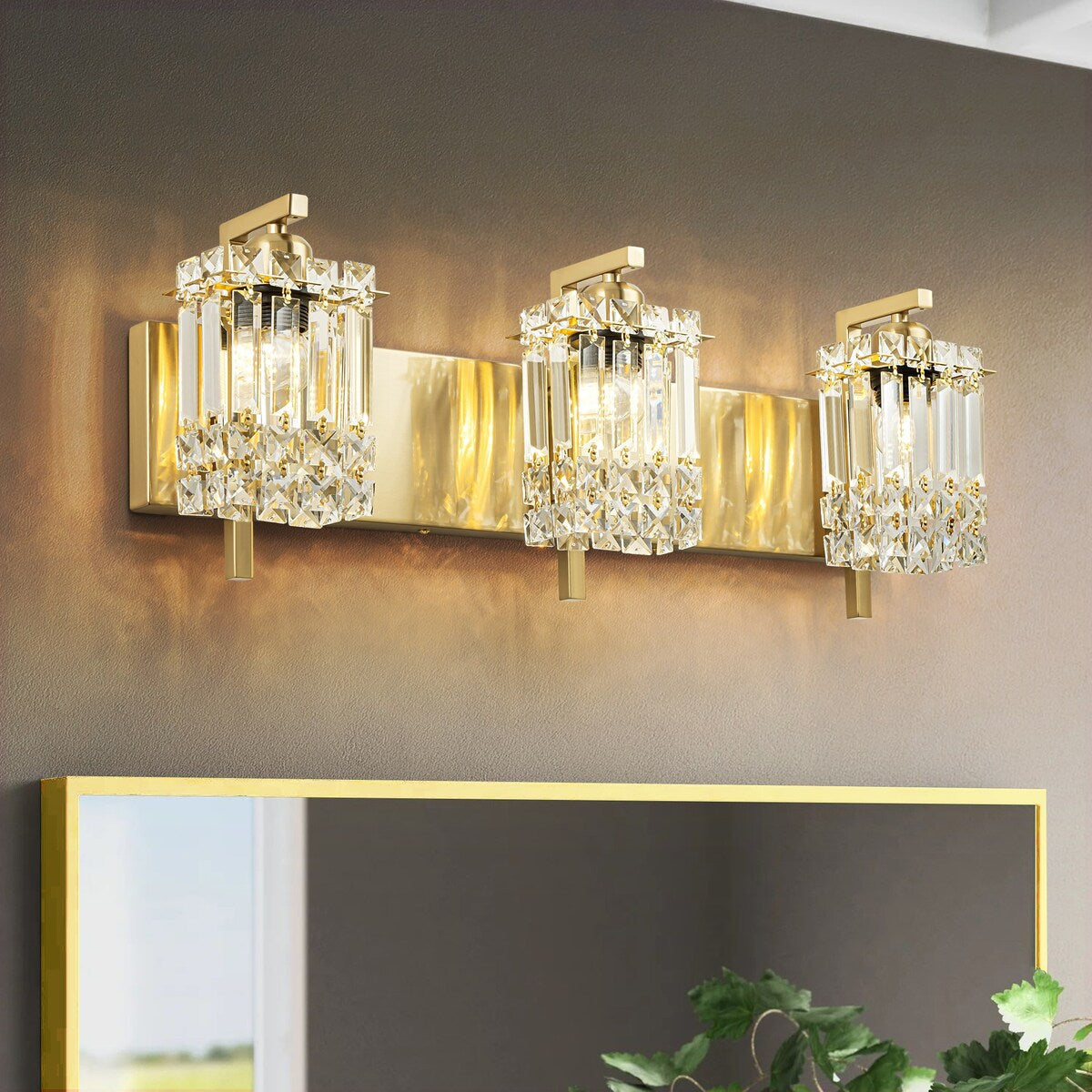 Applique murale en cristal à 3 lumières pour salle de bain, style glamour et moderne, pour miroir