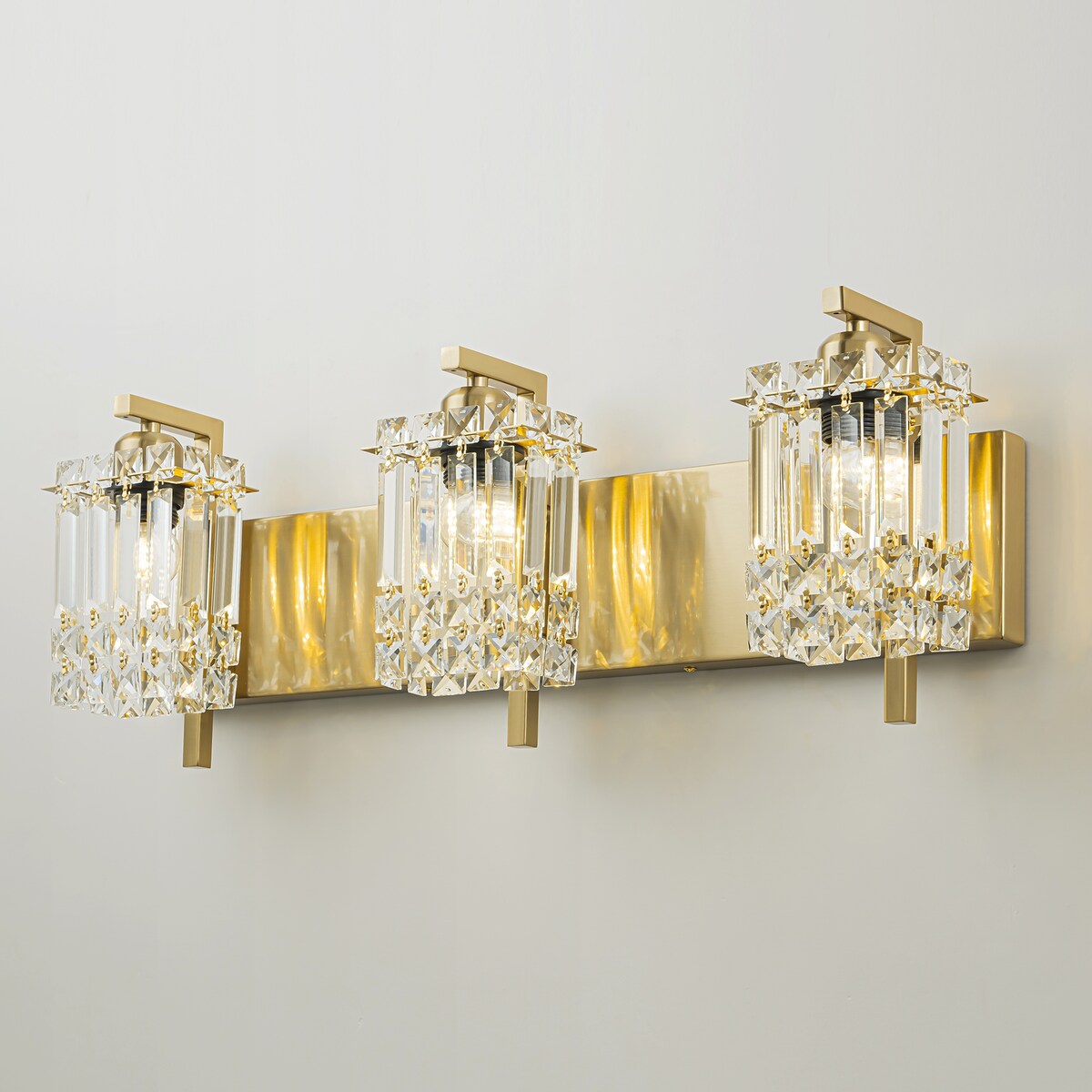 Applique murale en cristal à 3 lumières pour salle de bain, style glamour et moderne, pour miroir