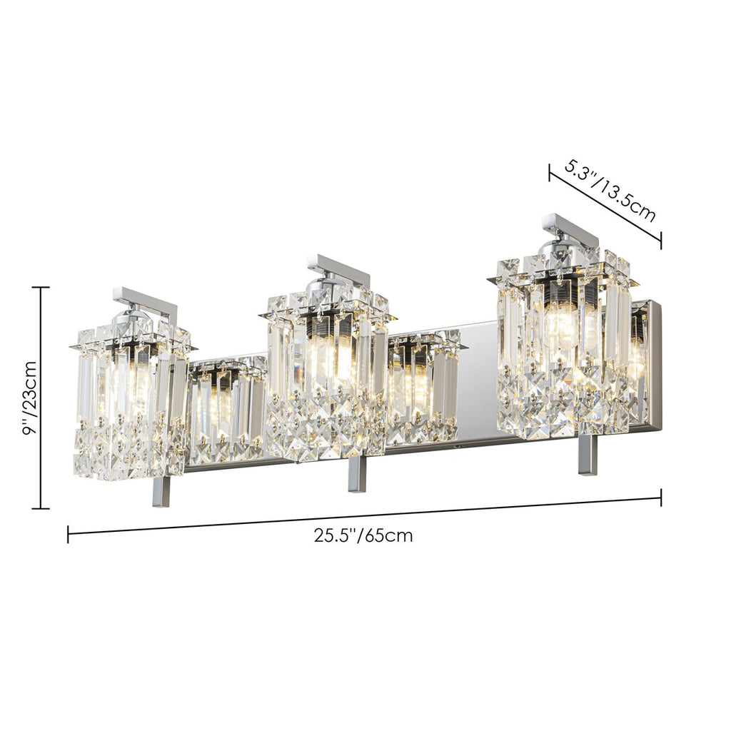 Applique murale en cristal à 3 lumières pour salle de bain, style glamour et moderne, pour miroir