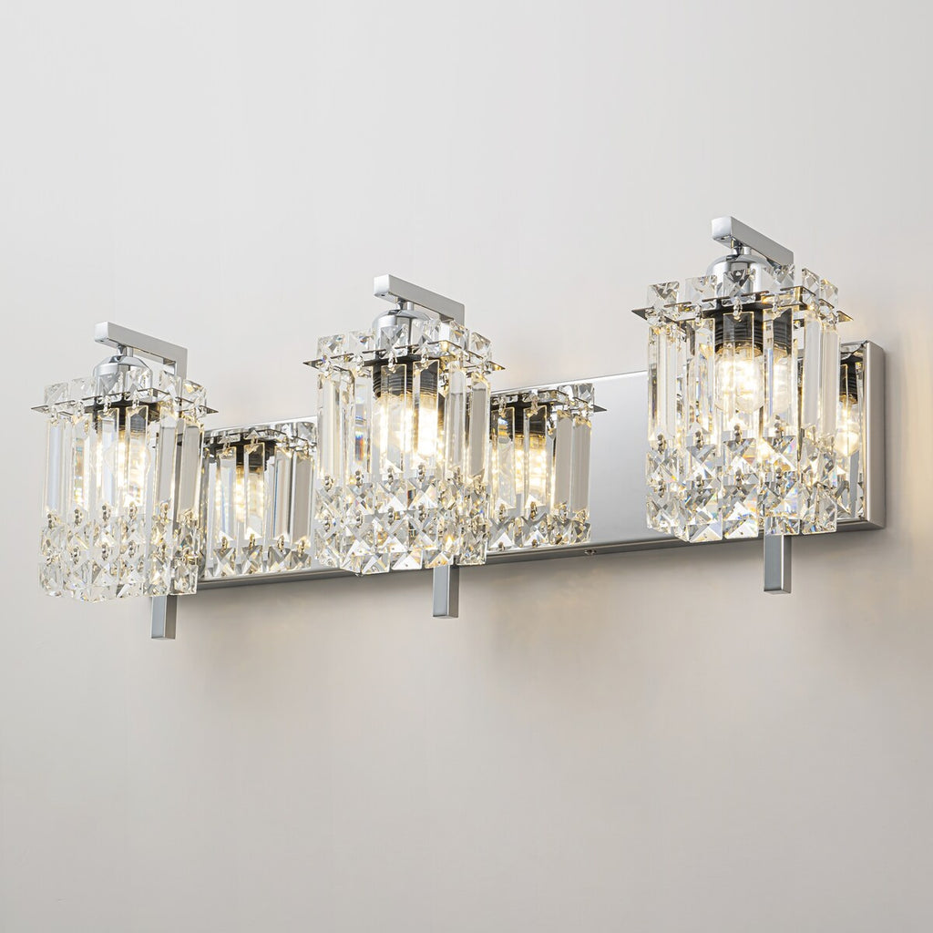 Applique murale en cristal à 3 lumières pour salle de bain, style glamour et moderne, pour miroir