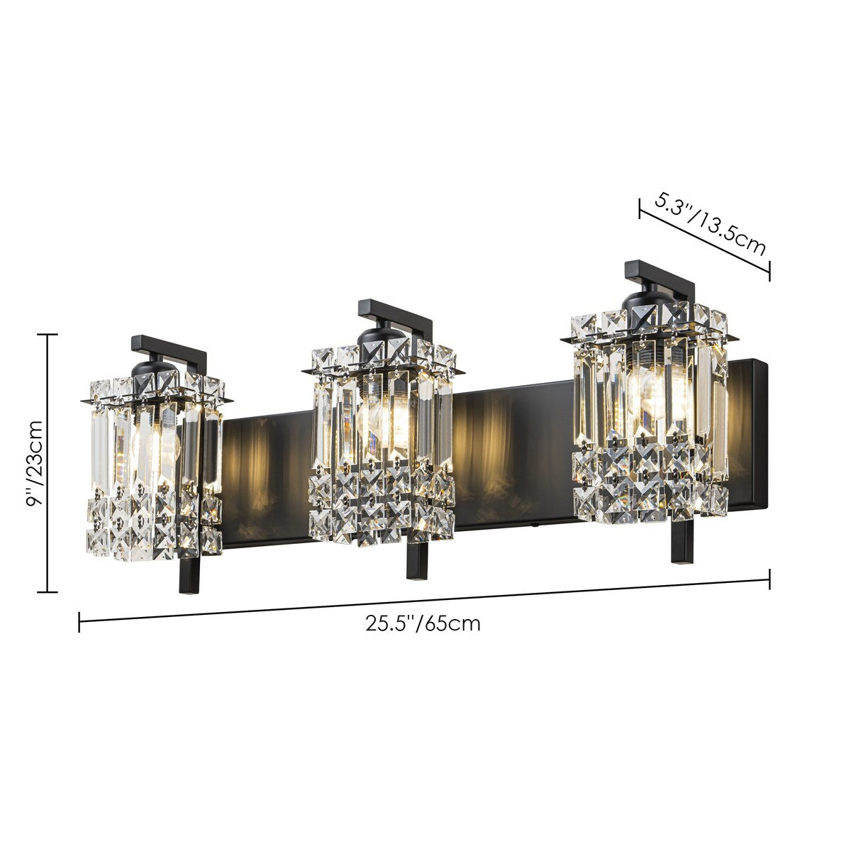 Applique murale en cristal à 3 lumières pour salle de bain, style glamour et moderne, pour miroir
