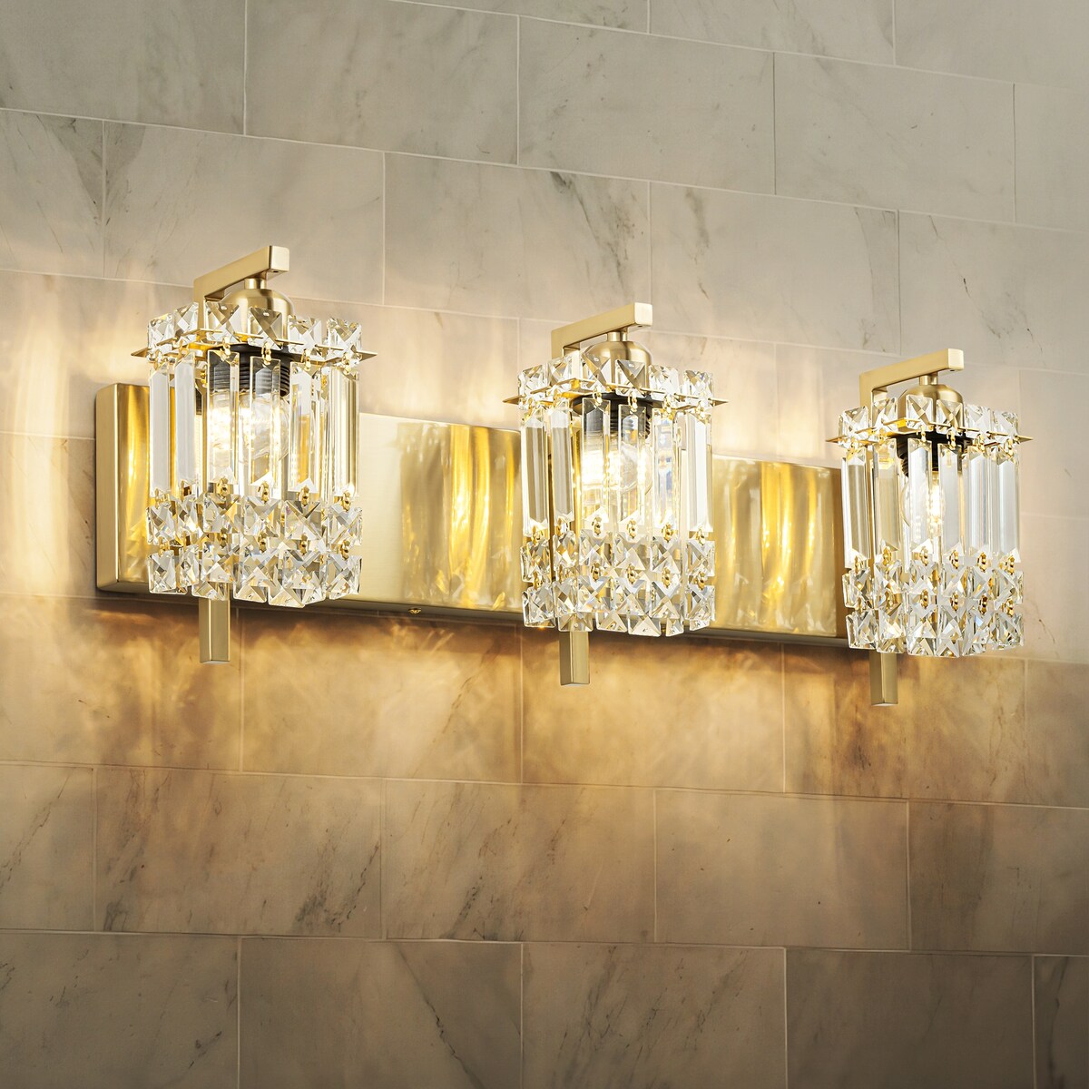 Applique murale en cristal à 3 lumières pour salle de bain, style glamour et moderne, pour miroir