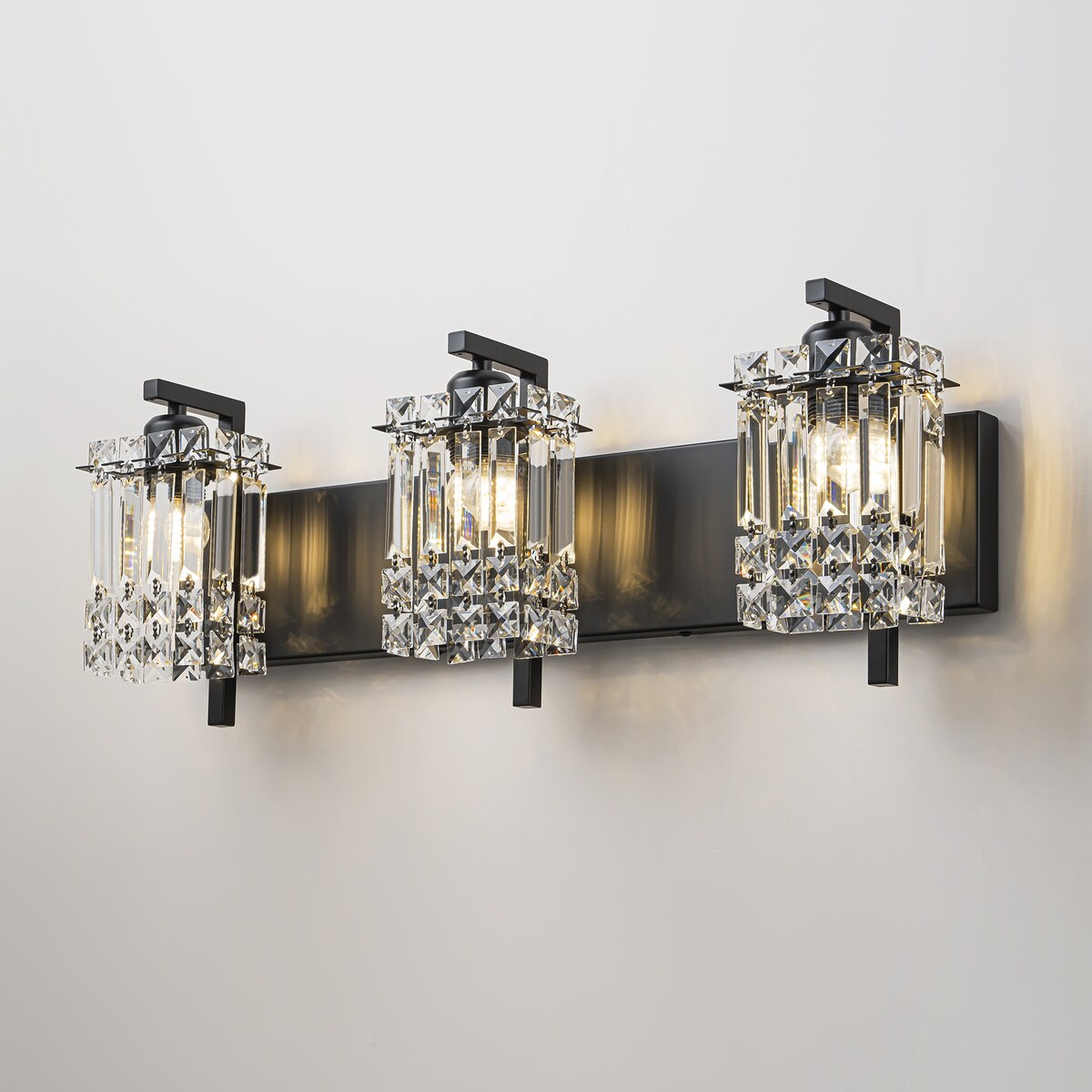 Applique murale en cristal à 3 lumières pour salle de bain, style glamour et moderne, pour miroir